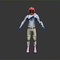 Sci Fi Character In White Armor With Red Helmet Detailed Combat Suit And Protective Gear
