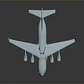 Blue Transport Aircraft Model With Four Engines Detailed Fuselage And Wings