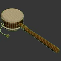 Wooden Rattle Drum With White Drum Head Long Wooden Handle And Attached Ball