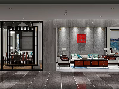 Shopping Mall Furniture Store Interior With Sofa Coffee Table And Decorative Wall Art 3d model