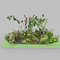 Diverse Green Plant Arrangement With Natural Landscape Elements And Grass Base 3d model