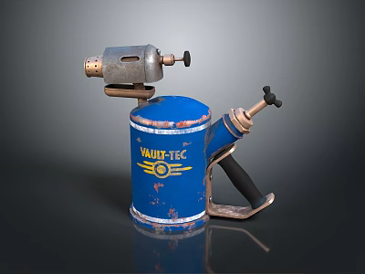 Vault Tec Blue Vintage Metal Weapon With Spray Nozzle And Handle Canister 3d model