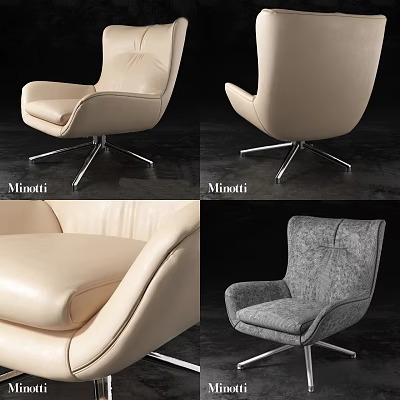 Minotti Modern Office Chair With Leather Upholstery And Metal Base Design 3d model