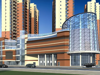 modern commercial building shopping mall commercial and residential building concierge sentry box shopping center department store building 3d model
