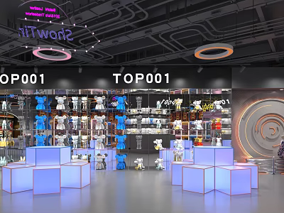 Amusement Park Themed Store With Neon Lights And Dolls 3d model