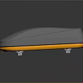 Gray Car Roof Box With Orange Bottom Edge And White Mounting Brackets