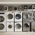 Multiple Modern Washing Machines Display with Various Models Styles and Colors 3d model