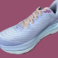 Light Purple And Pink HOKA Athletic Shoes With Knit Upper And Cushioned White Sole