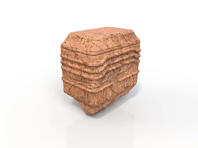 Natural Wood Stone Block With Layered Textured Surface And Rough Finish 3d model