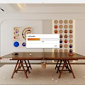 Indoor Sports Equipment Wooden Table Tennis Table Features Foldable Design and Colorful Wall Decor