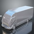 Shiny Silver Box Truck 3D Model With Smooth Metallic Surface And Reflective Finish