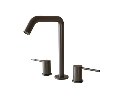Black Modern Faucet With Two Handles And Tall Spout Design 3d model