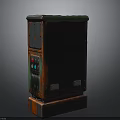 Vintage Industrial Electronic Equipment With Black Green Casing Red Orange Buttons And Rustic Details