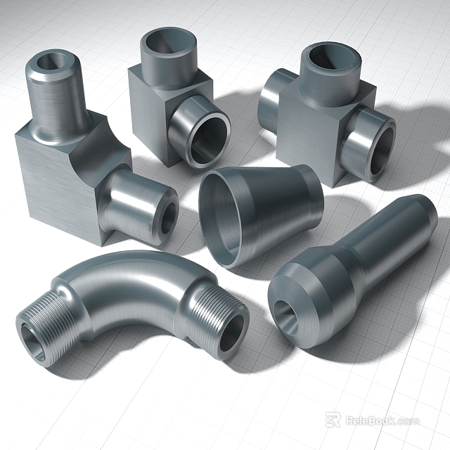 Stainless Steel Pipe Fittings Including Elbows Tees And Couplings For Industrial Use 3d model 