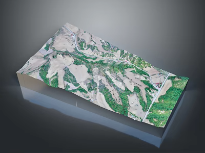 3D Natural Landscape Model With Rolling Mountains and Green Vegetation Areas 3d model