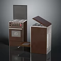 Retro Brown Electric Appliances With Stove Top Oven Compartment And Open Lid