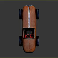 Orange Vintage Race Car With Number 55 Black Wheels And Sleek Streamlined Design