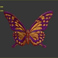 Vibrant Blue and Yellow Butterfly with Spotted Wings on Gray Background and Reflection Below 3d model
