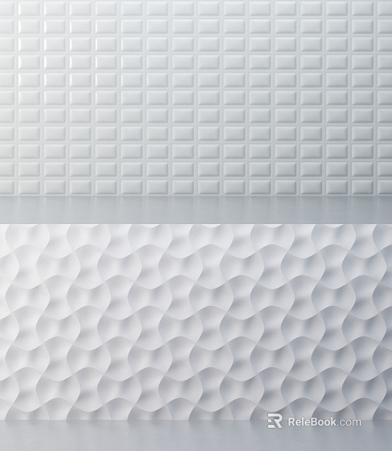 Stylish Modern Wall Design Featuring Square Upper And Wavy Lower Textures 3d model 