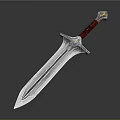 Elegant Silver Sword With Red Handle And Ornate Pommel Shiny Finish