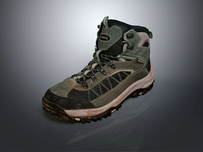 High Top Outdoor Hiking Shoes With Durable Sole And Lace Up Design 3d model