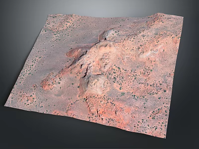 Garden Landscape Featuring Red Rock Rolling Hills Sparse Vegetation And Natural Terrain 3d model