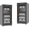 Two Black Kitchen Sterilizer Units Storing Bowls Wine Glasses And Plates