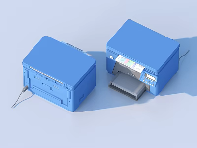 Blue Household Printers With Modern Design And Functional Features For Home Use 3d model