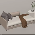 Cozy Beige Sofa Bed With Gray Pillows Brown Blanket Small Round Table Green Plant Books