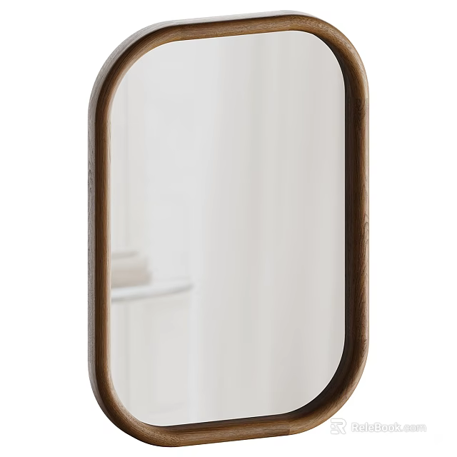 Oval Wooden Frame Mirror For Bathroom With Minimalist Design And Clear Reflection 3d model 