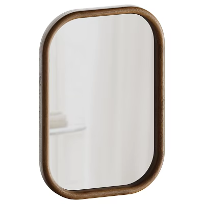 Oval Wooden Frame Mirror For Bathroom With Minimalist Design And Clear Reflection 3d model