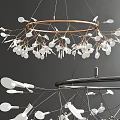 Elegant Modern Chandeliers With Gold Metal Frames Crystal Drops And Leaf Decorations 3d model