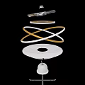 Modern Chandelier With Yellow And White Circular Ring Geometric Design Fixture