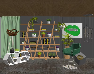 Modern Storage Rack Flower Rack 3d model