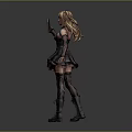 Anime Style Female Character In Creature Inspired Gothic Dress With Lace Stockings Holding Leather Book