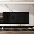 Modern TV Background Wall Design With Marble Texture LED Lighting And Decorative Shelf 3d model