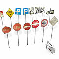 Industrial LOFT road signs worn road safety signs 3d model