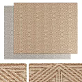 Geometric Pattern Square Rug In Neutral Tones With Woven Texture For Home Decor