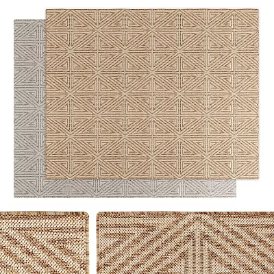 Geometric Pattern Square Rug In Neutral Tones With Woven Texture For Home Decor 3d model