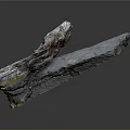 Natural Blue Rock Formation With Long Textured Appendage And Green Moss Base