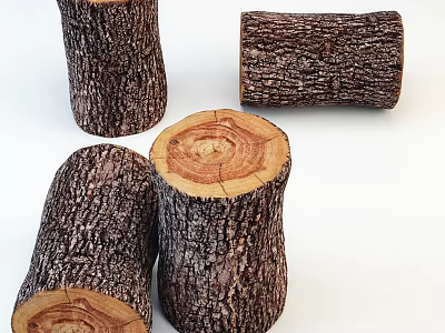Rustic Stone And Wood Decorative Logs With Natural Texture And Organic Shapes 3d model