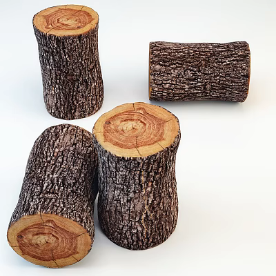 Rustic Stone And Wood Decorative Logs With Natural Texture And Organic Shapes 3d model