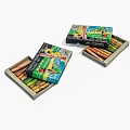 Colorful Colored Pencils in Two Open Illustrated Boxes with Vibrant Designs