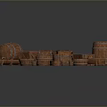 Wooden Household Items Collection Including Barrels Baskets Boxes And Containers