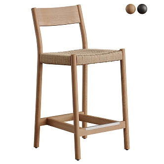 Modern Kave Home Bar Chair Bar Chair Single Chair Solid Wood Chair Rattan Chair 3d model