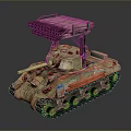 Detailed Vintage Military Tank Model With Tracks And Top Mounted Equipment
