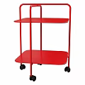 Red Two Tier Rolling Storage Shelf With Wheels For Home Organization
