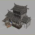Traditional Chinese Ancient Architecture With Multiple Layered Tile Roofs Wooden Frame And Attached Shed