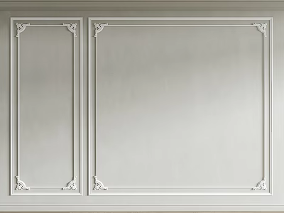 Classic White Wooden Wainscoting Featuring Decorative Corner Accents For Interior Walls 3d model