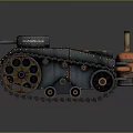 Vintage Steampunk Tank With Metal Tracks Copper Chimney And Riveted Details